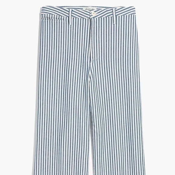 NWT Madewell Emmett Wide-Leg Crop Pants in Herringbone Railroad Stripe Size 36P - Picture 3 of 13